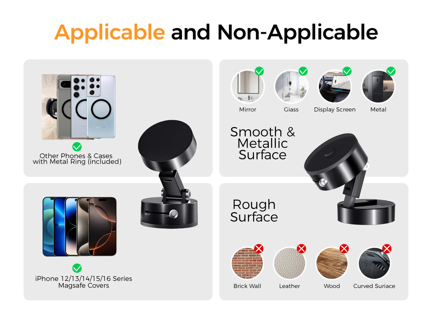 Vacuum Magnetic Suction Mobile Holder