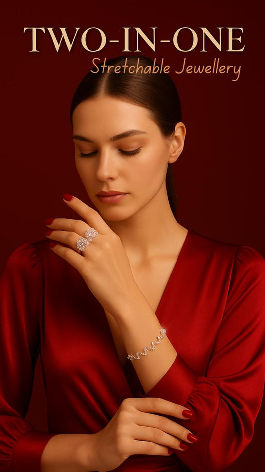 2-in-1 Adjustable Bracelet Ring Combo for Women & Girls